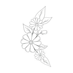 Hand Drawing Flower Outline Vector Illustration 