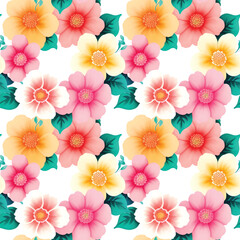 Floral shape watercolor seamless pattern.