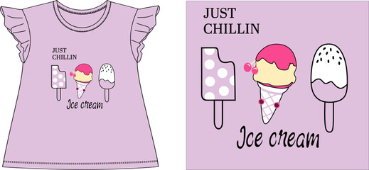 JUST CHILLIN ICE CREAM t shirt graphic design vector illustration digital file