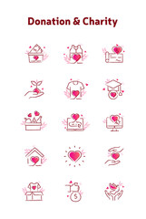 Obraz premium Charity and Donations: Vector Illustration Bundle for Giving, Philanthropy, and Non-Profit Organizations.