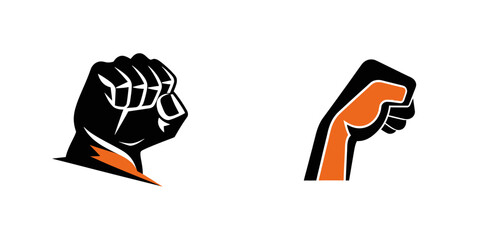 Fist cartoon logo. Vector illustration.