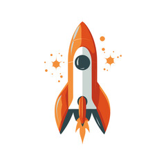 Colorful cartoon rocket. Vector illustration.