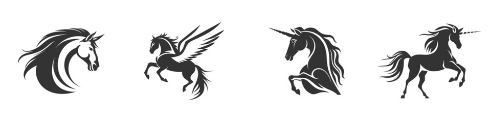 Obraz na płótnie Canvas Unicorn black logo. Vector illustration.