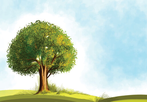 Abstract green landscape tree background