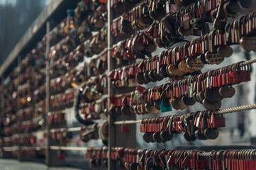 A captivating image of a bridge adorned with countless padlocks, symbolizing the unbreakable bonds...