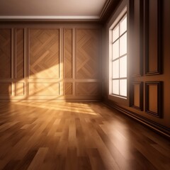 Nature's Haven: A Serene Wooden Room with Diverse Textures and Sunlit Views