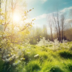 Spring Splendor: A Floral Wonderland of Blooming Flowers and Lush Trees