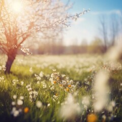 Blooming Symphony: A Springtime Oasis of Flowers and Trees