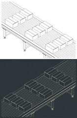 Conveyor for warehouses isometric drawings