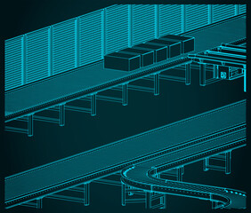 Factory conveyors illustration