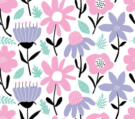 floral seamless pattern with cute flower.