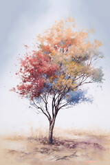 Colourfull Tree illustration. Mystical Trees. Generative AI