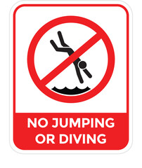 no jumping or diving into the water icon, vector illustration 