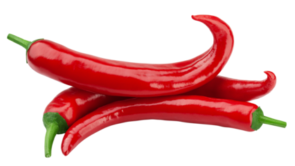 red hot chili peppers isolated on white background, full depth of field