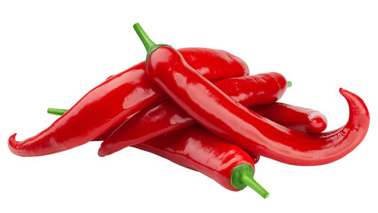 red hot chili peppers isolated on white background, full depth of field
