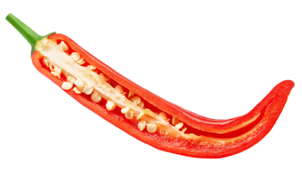 red hot chili peppers isolated on white background, full depth of field