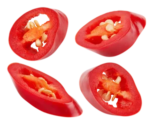 Abwaschbare Fototapete Scharfe Chili-pfeffer red hot chili peppers isolated on white background, full depth of field