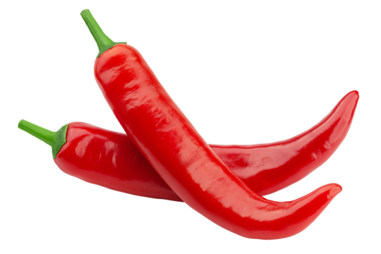 red hot chili peppers isolated on white background, full depth of field