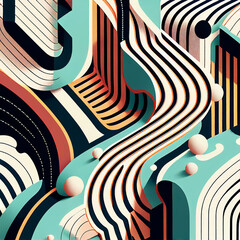 Abstract line pattern illustration graphic use for template background. Generative AI.