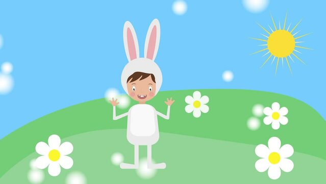 simple video animation cartoon  boy with egg and carrot