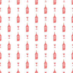Seamless wine pattern. vector doodle illustration with wine. wine background