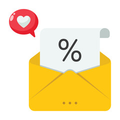 Discount Email  vector Flat Icon Design illustration. Shopping and E commerce Symbol on White background EPS 10 File