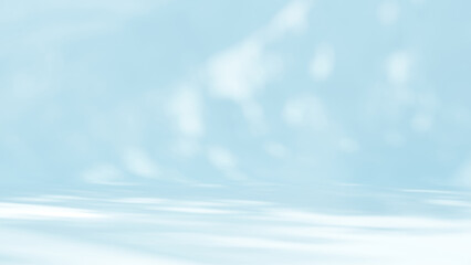 Blue background with sunlight and tree shadow. product presentation.