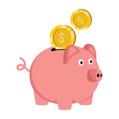 Piggy bank  vector Flat Icon Design illustration. Shopping and E commerce Symbol on White background EPS 10 File