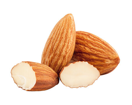 almond isolated on white background, full depth of field