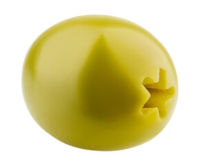 pitted olive isolated on white background, full depth of field