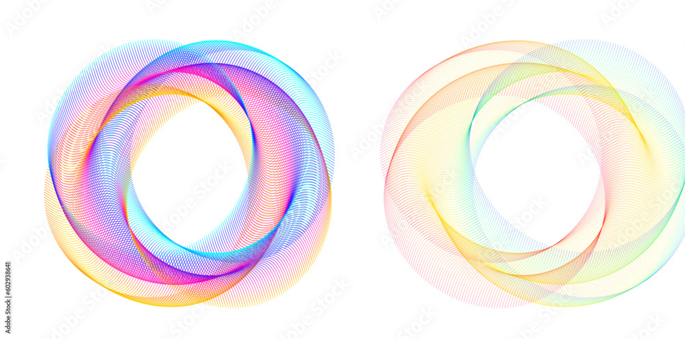 Poster set design element circle. isolated bold vector colors golden ring from. abstract glow wavy stripes 