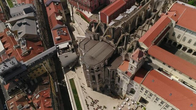 Convento do Carmo and City of Lisbon Portugal Aerial View