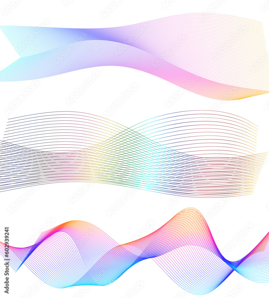 Poster set abstract lines colors design element on white background of waves. vector illustration eps 10 fo