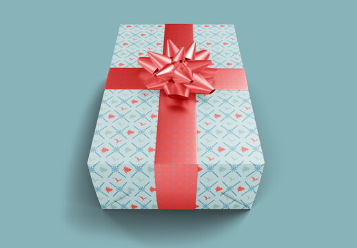 Gift Box Mockup with Bow Mockup
