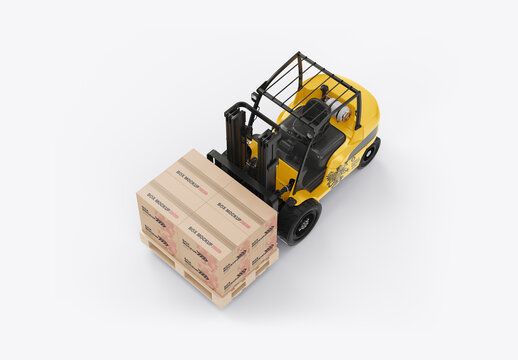 Forklift with Boxes Mockup