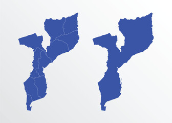 Mozambique map vector illustration. blue color on white background