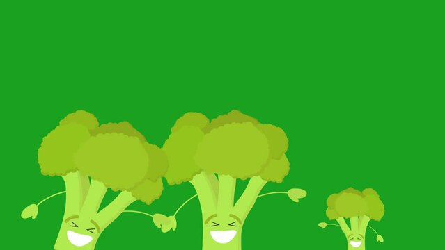 simple vector illustration cartoon green broccoli on green