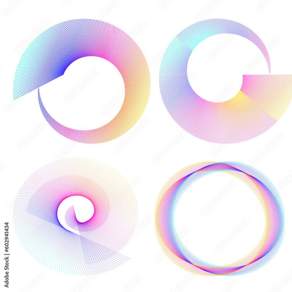 Poster set design element circle. isolated bold vector colors golden ring from. abstract glow wavy stripes 