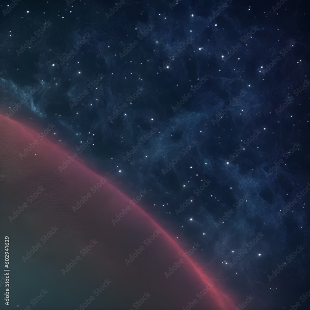 Wall mural planet in space - blue and black background - space background - generative ai