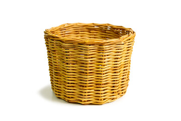 wicker planter, basket, container for home decoration on a white background