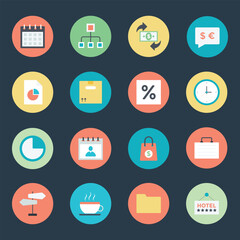 Set of Business Tasks Flat Circular Icons 

