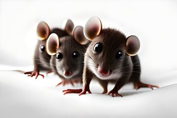 Charming mouse in love, animal Love in white background.  Generative AI