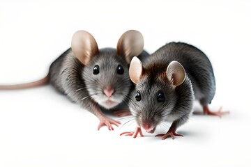 Charming mouse in love, animal Love in white background.  Generative AI