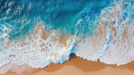 Fototapeta na wymiar Generative AI - Tropical Bliss: Idyllic Ocean Waves and Serene Beachscape