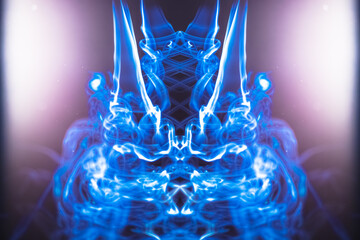 Metamorphic forms from smoke, abstract forms from gas as a background