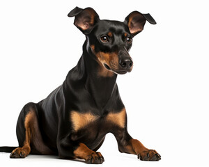 photo of Manchester terrier isolated on white background. Generative AI