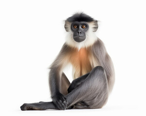 Fototapeta premium photo of langur isolated on white background. Generative AI