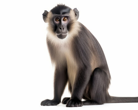 photo of mangabey isolated on white background. Generative AI