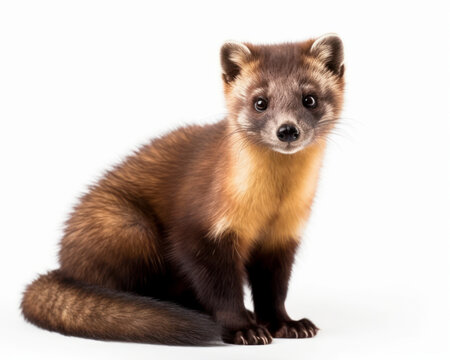 photo of marten (mammal) isolated on white background. Generative AI