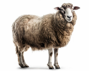 Obraz premium photo of Merino sheep isolated on white background. Generative AI